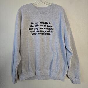 Funny Cat Lover Graphic Heavyweight Crewneck Sweatshirt Gray XL Thick comfy